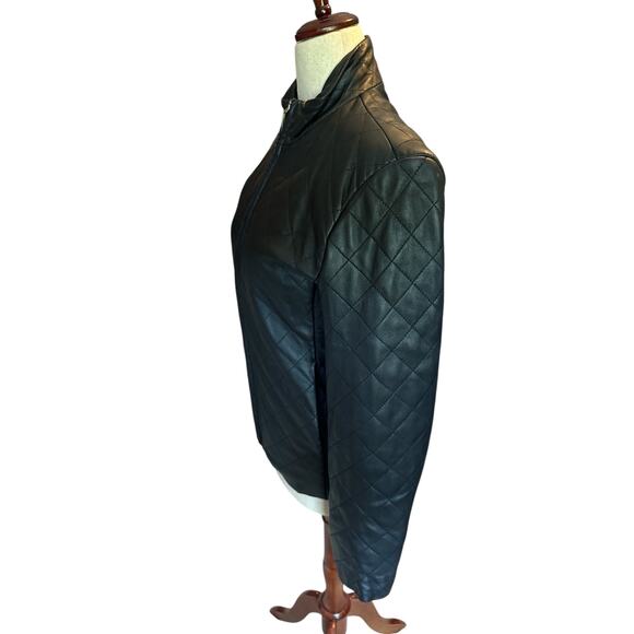 Coldwater Creek Leather Jacket | Tan Zip Front Quilted Classic Style | Size S - Picture 4 of 6